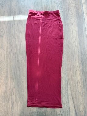Naked Wardrobe Burgundy Pencil Midi Skirt